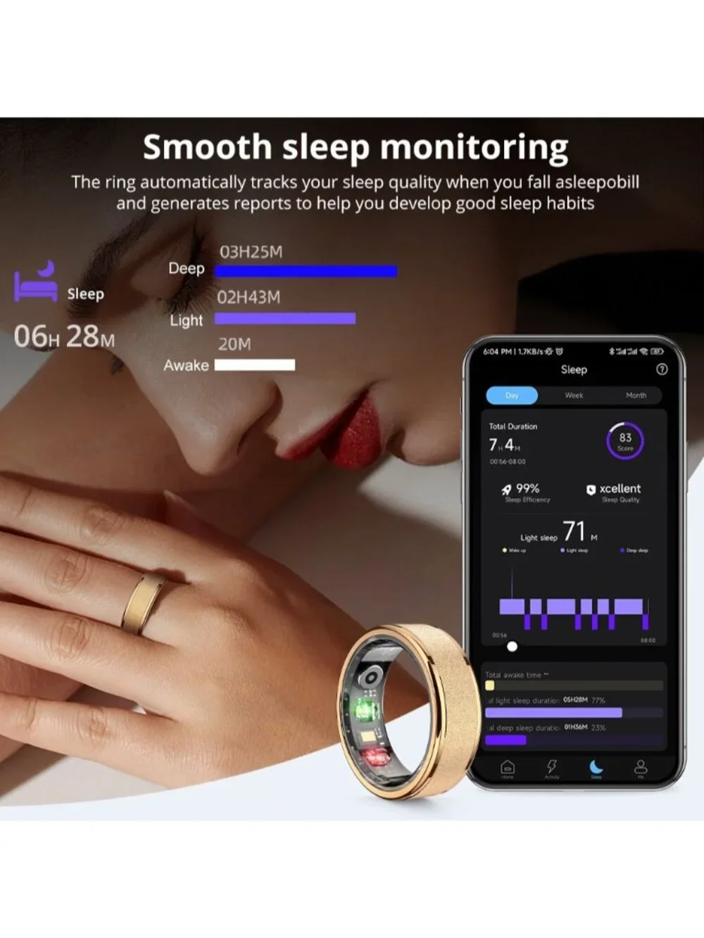 COLMI R10 Smart Ring with Charging Case Health Fitness Tracker Heart Rate Sleep